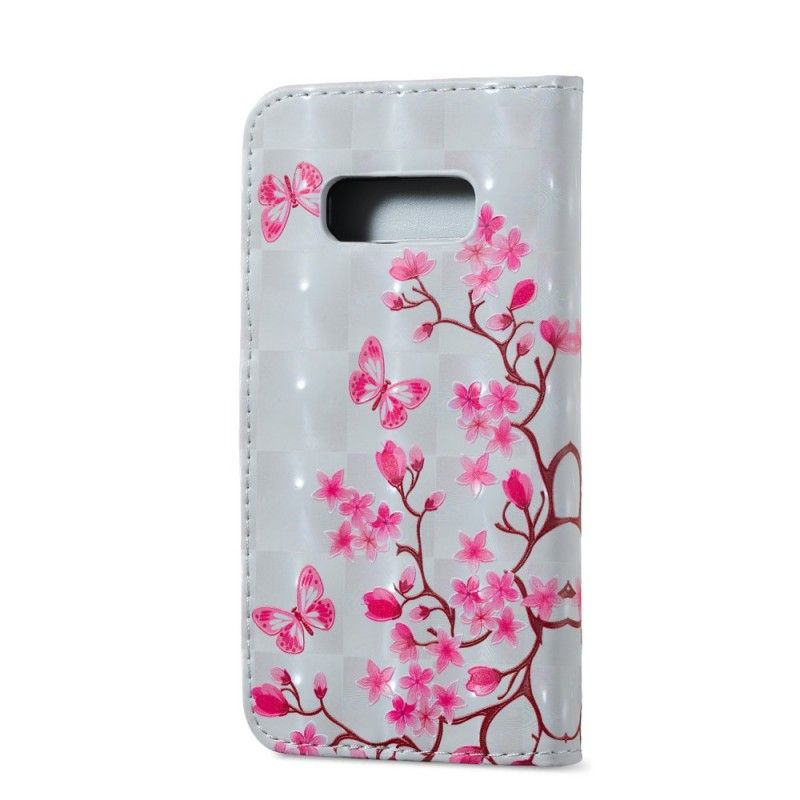 Leren Hoesje voor Samsung Galaxy S10e Vlinders En Bloemen Gestoffeerd