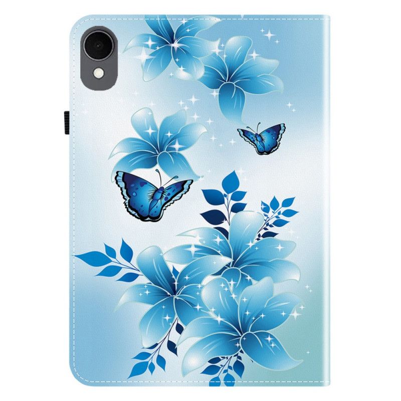 Cover Samsung Galaxy Tab S11 Vlinders En Blauwe Bloemen Bescherming Hoesje