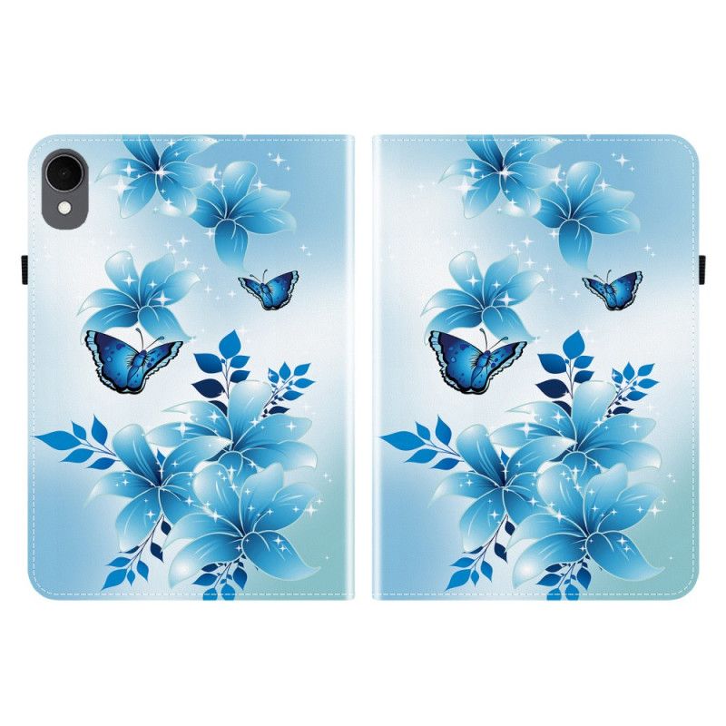 Cover Samsung Galaxy Tab S11 Vlinders En Blauwe Bloemen Bescherming Hoesje