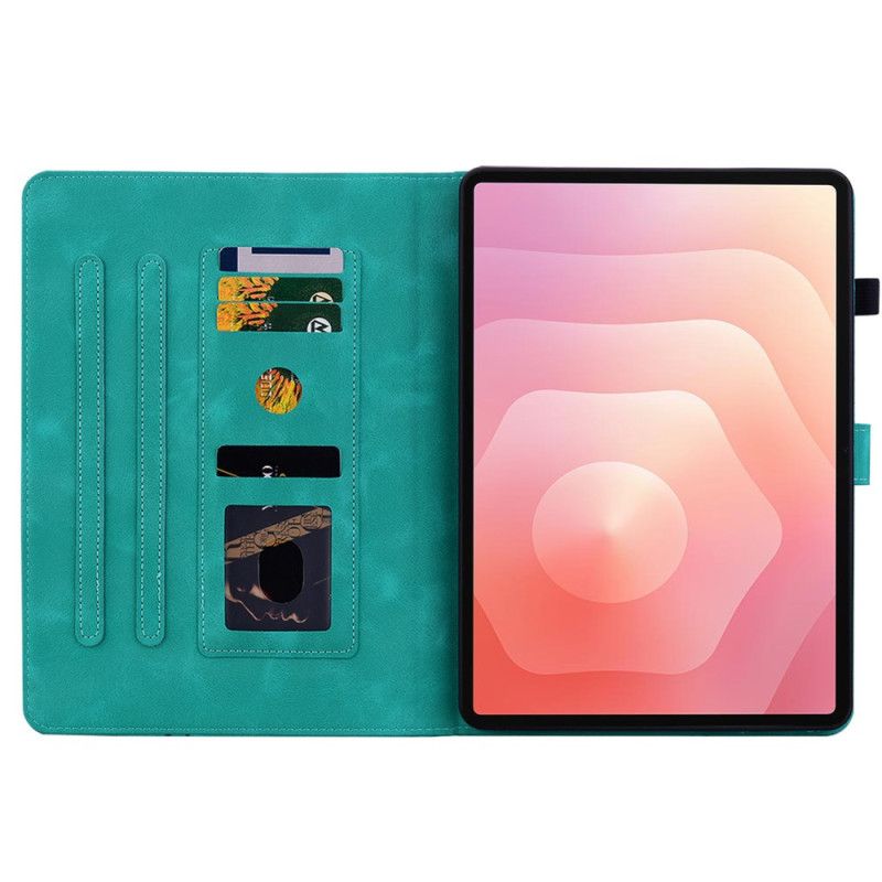 Folio-hoesje Samsung Galaxy Tab S11 Bloemen Met Suède-effect