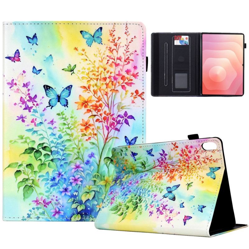 Folio-hoesje Samsung Galaxy Tab S11 Telefoonhoesje Gekleurde Bloemen En Vlinders