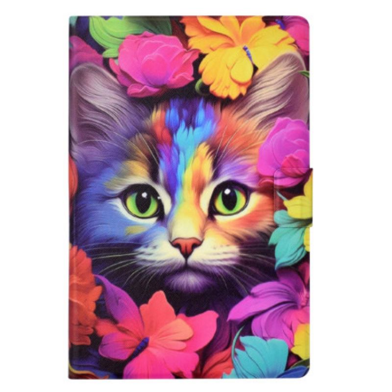 Folio-hoesje Samsung Galaxy Tab S11 Telefoonhoesje Kleurrijke Kat