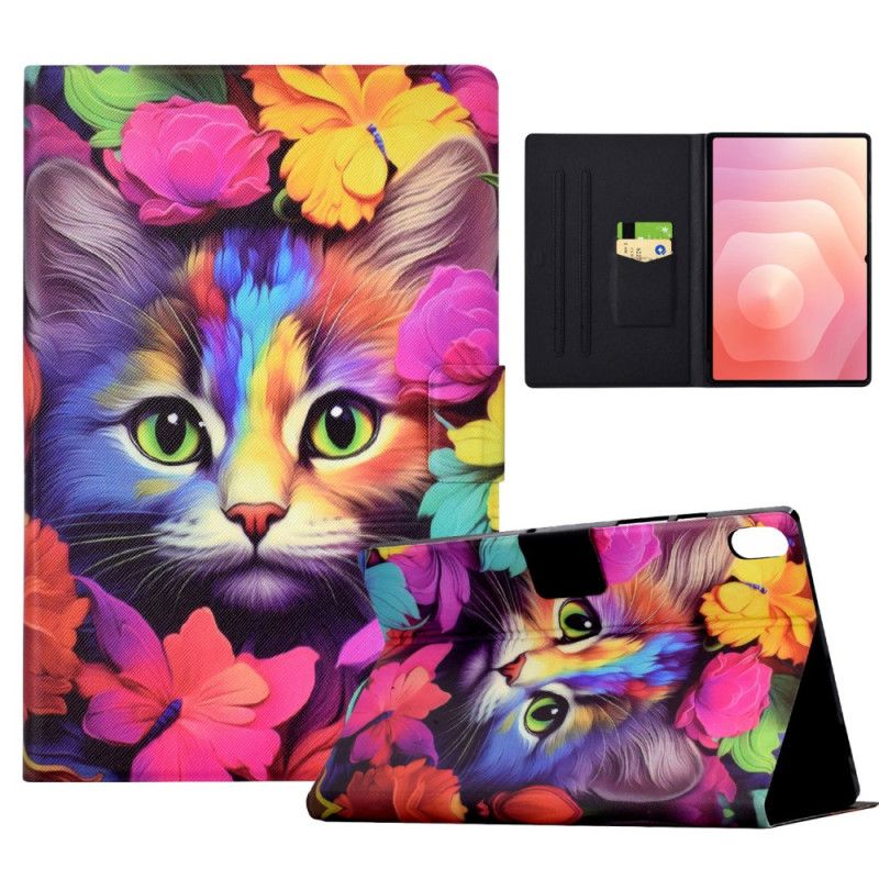 Folio-hoesje Samsung Galaxy Tab S11 Telefoonhoesje Kleurrijke Kat