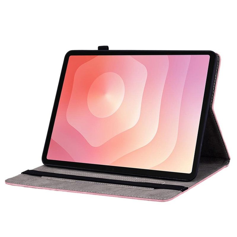 Hoesje Case Samsung Galaxy Tab S11 Telefoonhoesje Bloemen Met Suède-effect