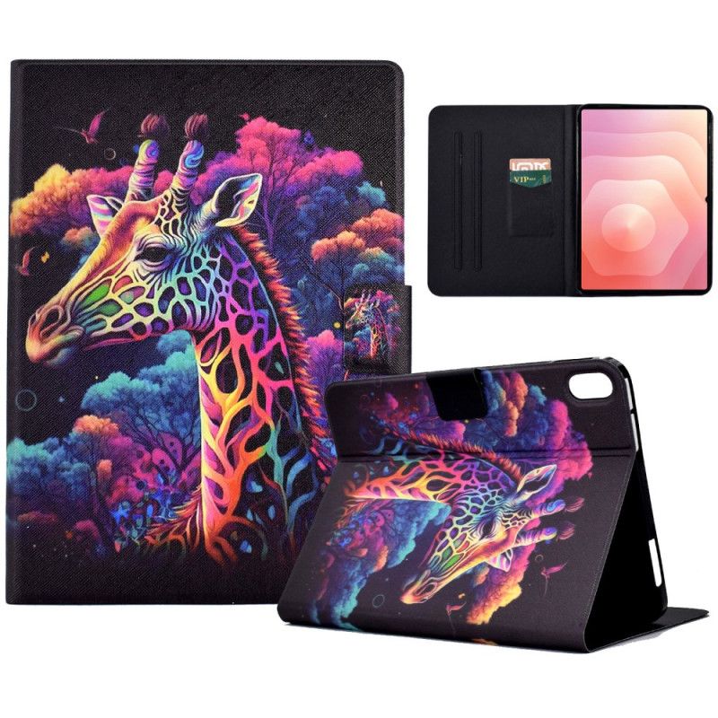 Leren Hoesje Samsung Galaxy Tab S11 Kleurrijke Giraffe