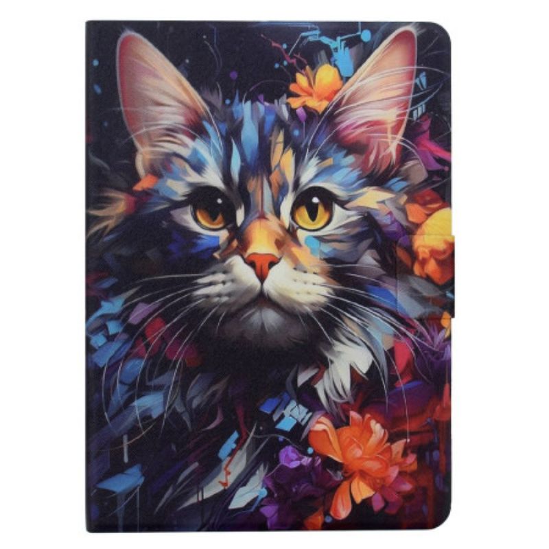 Leren Hoesje Voor Samsung Galaxy Tab S11 Artistieke Kat
