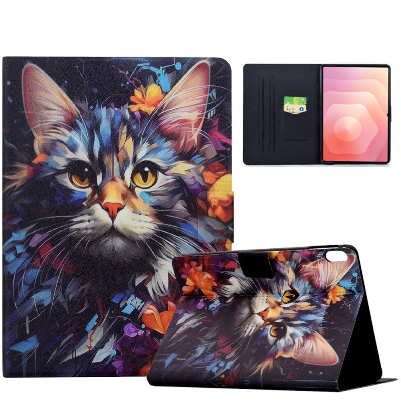 Leren Hoesje Voor Samsung Galaxy Tab S11 Artistieke Kat