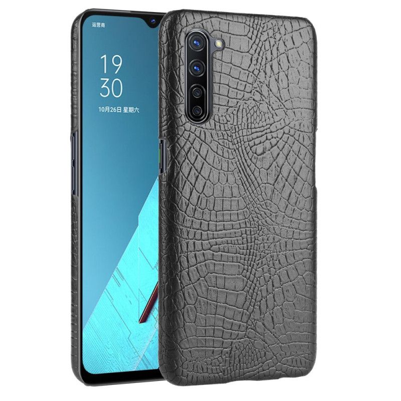 Hoesje Oppo Find X2 Lite Wit Zwart Krokodillenhuideffect