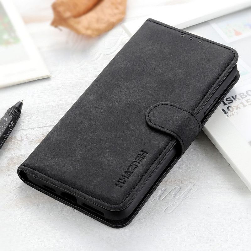 Flip Case Leren Realme 7 Rood Zwart Vintage Khazneh Leereffect