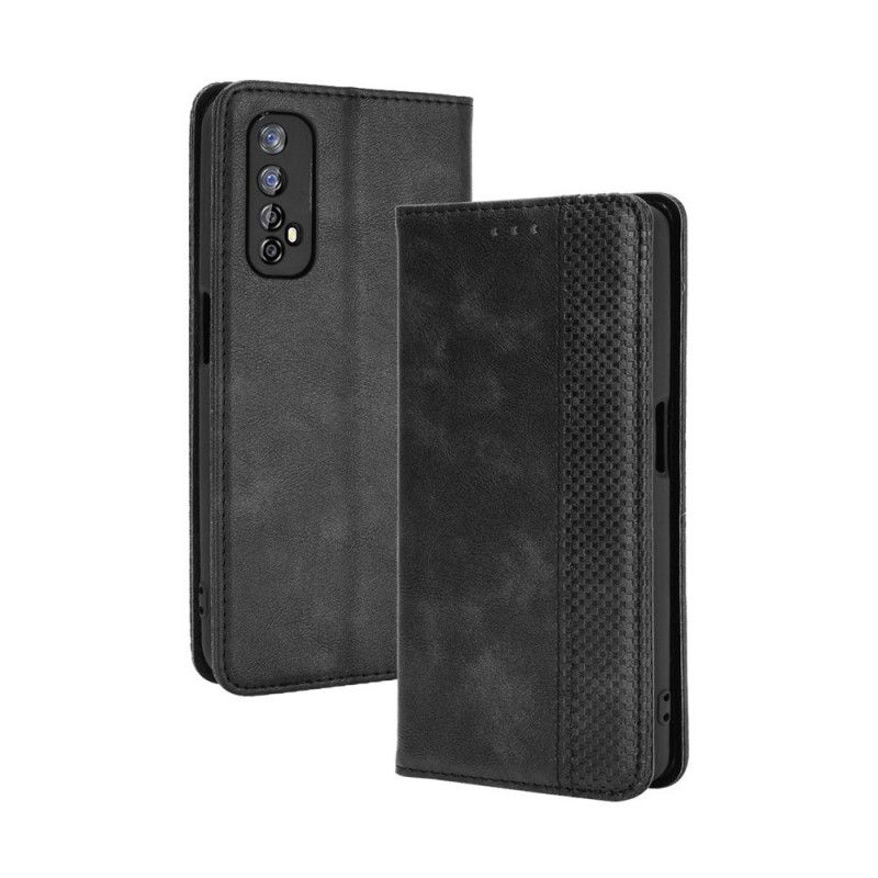 Folio-hoesje Realme 7 Rood Zwart Gestileerd Vintage Leereffect