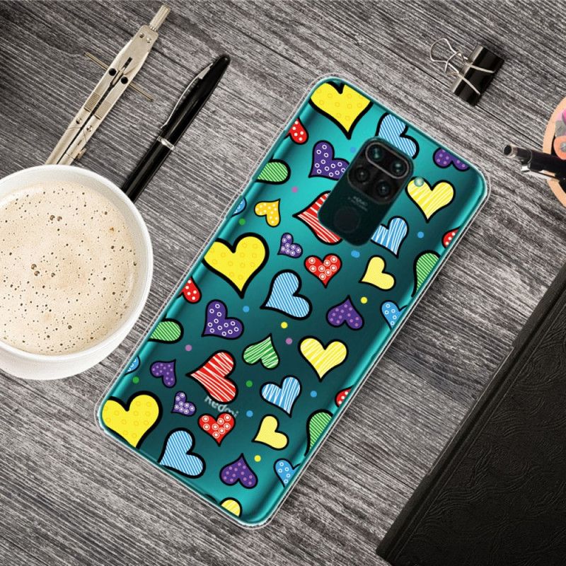 Case Hoesje Xiaomi Redmi Note 9 Telefoonhoesje Veelkleurige Harten