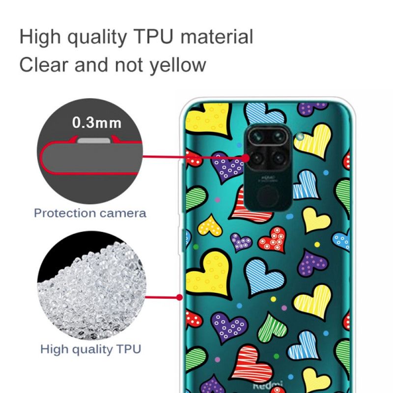 Case Hoesje Xiaomi Redmi Note 9 Telefoonhoesje Veelkleurige Harten