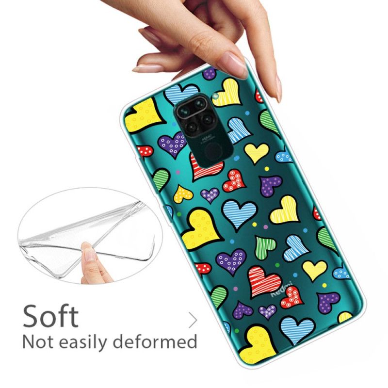 Case Hoesje Xiaomi Redmi Note 9 Telefoonhoesje Veelkleurige Harten