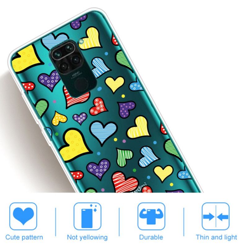 Case Hoesje Xiaomi Redmi Note 9 Telefoonhoesje Veelkleurige Harten