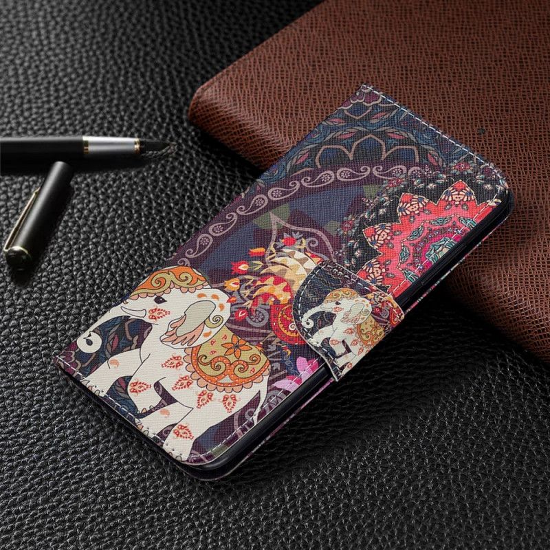 Cover Folio-hoesje Xiaomi Redmi Note 9 Telefoonhoesje Indische Olifanten