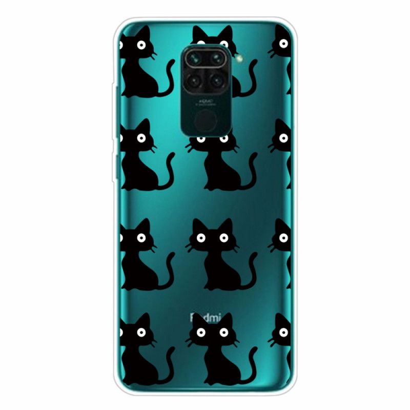 Cover Hoesje Xiaomi Redmi Note 9 Telefoonhoesje Meerdere Zwarte Katten
