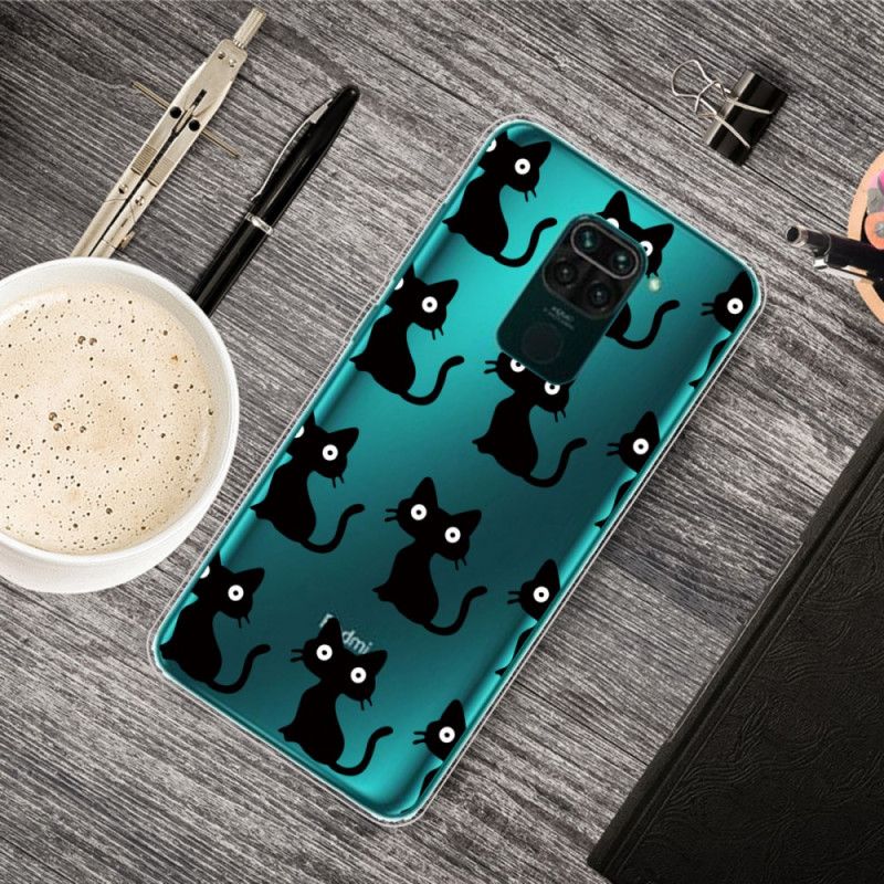 Cover Hoesje Xiaomi Redmi Note 9 Telefoonhoesje Meerdere Zwarte Katten