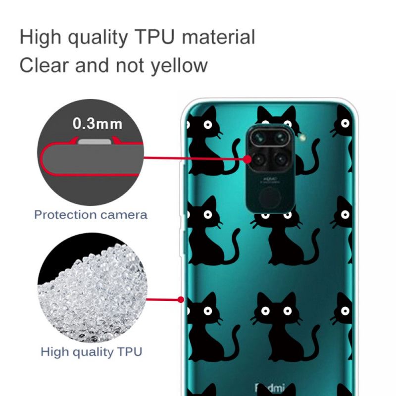 Cover Hoesje Xiaomi Redmi Note 9 Telefoonhoesje Meerdere Zwarte Katten