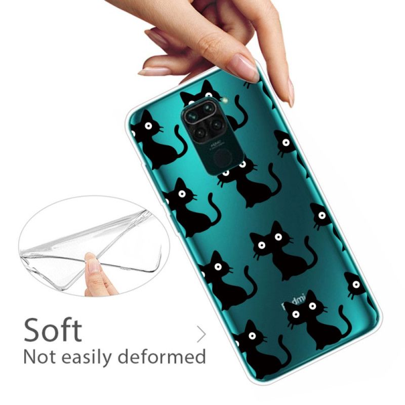 Cover Hoesje Xiaomi Redmi Note 9 Telefoonhoesje Meerdere Zwarte Katten
