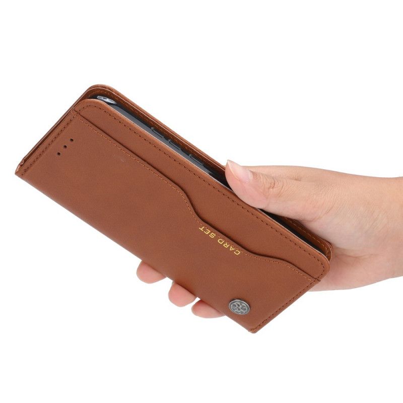 Folio-hoesje Xiaomi Redmi Note 9 Rood Zwart Kaarthouder Van Imitatieleer