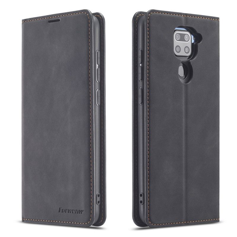 Folio-hoesje Xiaomi Redmi Note 9 Rood Zwart Telefoonhoesje Voorwenw Leereffect