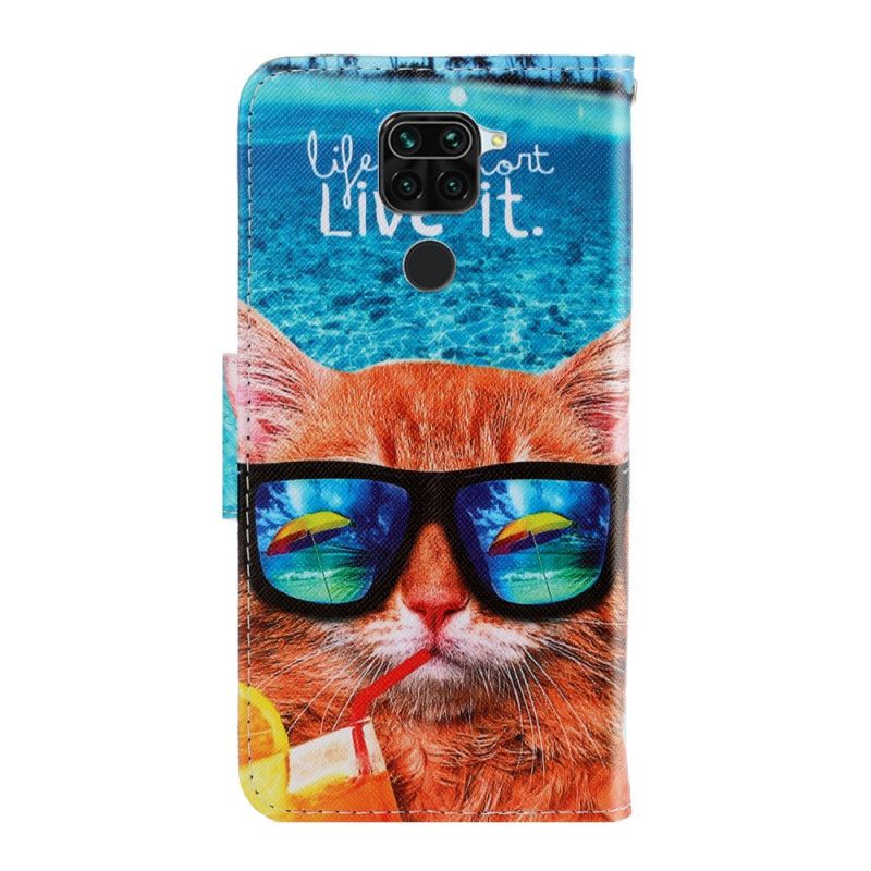Leren Hoesje voor Xiaomi Redmi Note 9 Kat Leef Het Met String