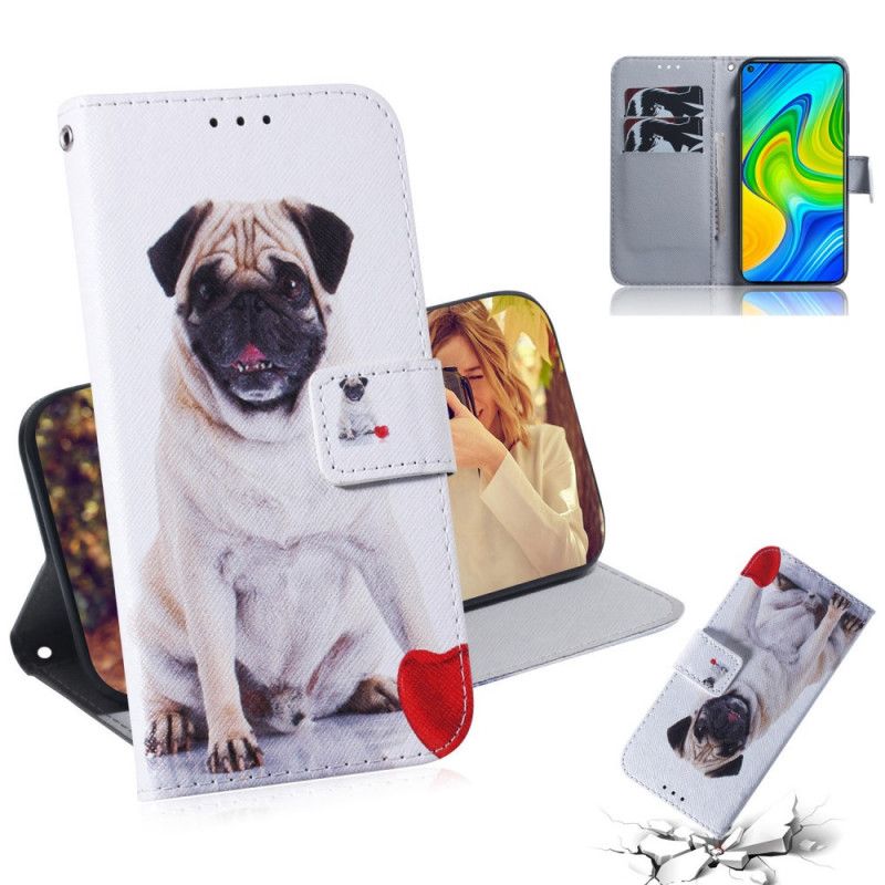 Leren Hoesje voor Xiaomi Redmi Note 9 Mopshond