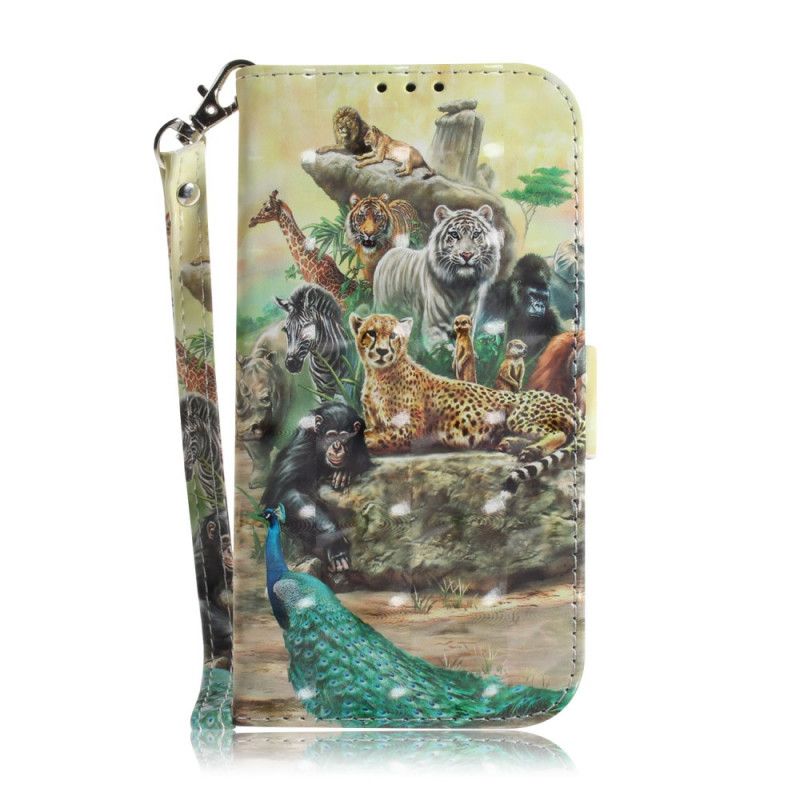 Leren Hoesje voor Xiaomi Redmi Note 9 String Safari Dieren