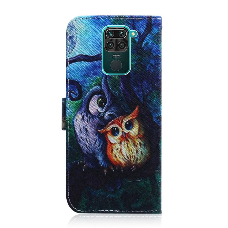 Leren Hoesje voor Xiaomi Redmi Note 9 Uil Schilderij