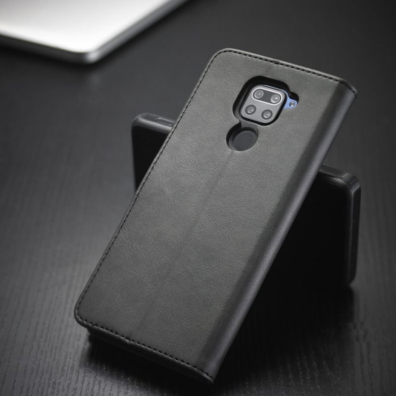 Leren Hoesje Xiaomi Redmi Note 9 Grijs Zwart Lc.Imeeke Leereffect
