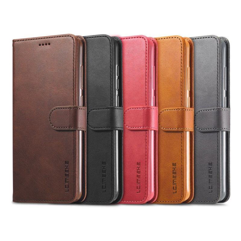 Leren Hoesje Xiaomi Redmi Note 9 Grijs Zwart Lc.Imeeke Leereffect