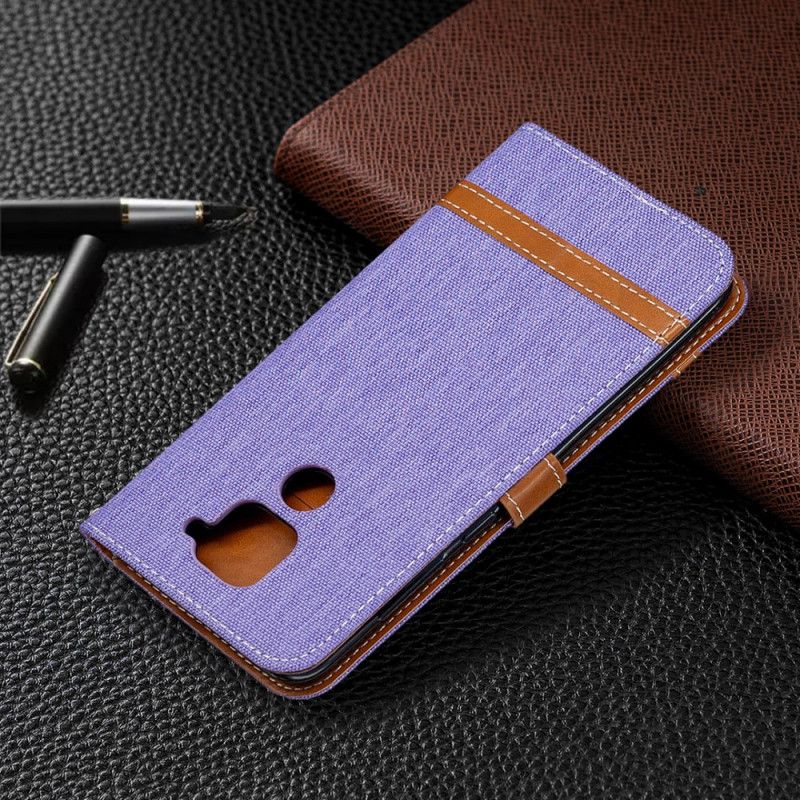 Leren Hoesje Xiaomi Redmi Note 9 Grijs Zwart Stof En Leereffect