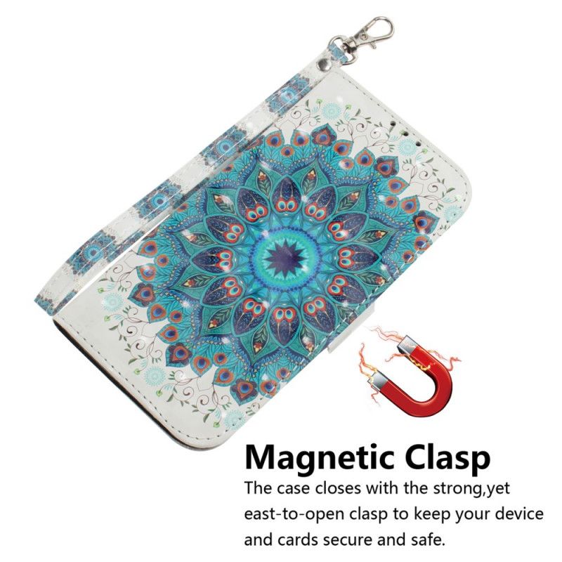 Leren Hoesje Xiaomi Redmi Note 9 Meesterlijke Mandala Met String