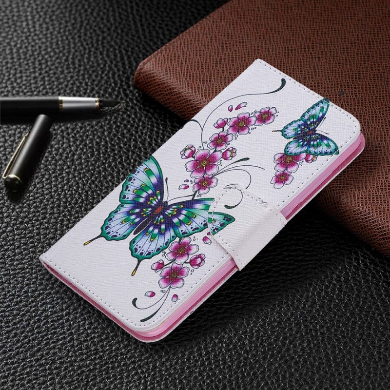Leren Hoesje Xiaomi Redmi Note 9 Telefoonhoesje Prachtige Vlinders