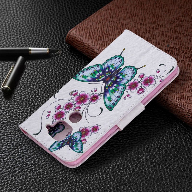 Leren Hoesje Xiaomi Redmi Note 9 Telefoonhoesje Prachtige Vlinders