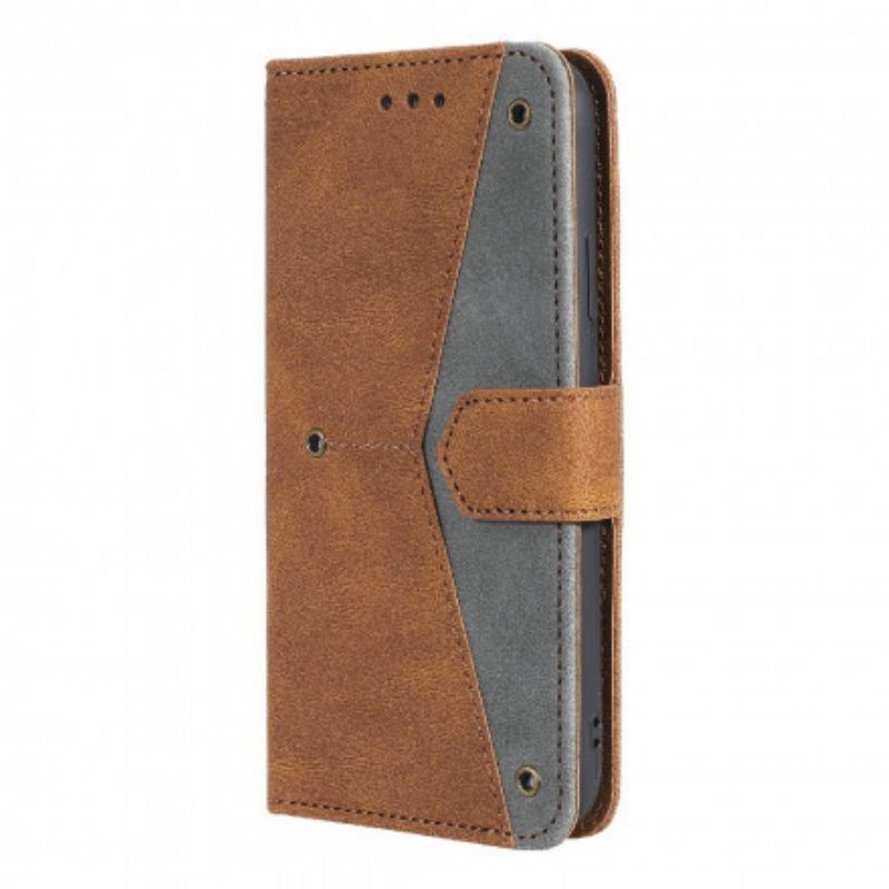 Flip Case Leren Xiaomi Mi 11 Lite 5g Ne / Mi 11 Lite 4g / 5g Kunstleer Tweekleurige Klinknagels