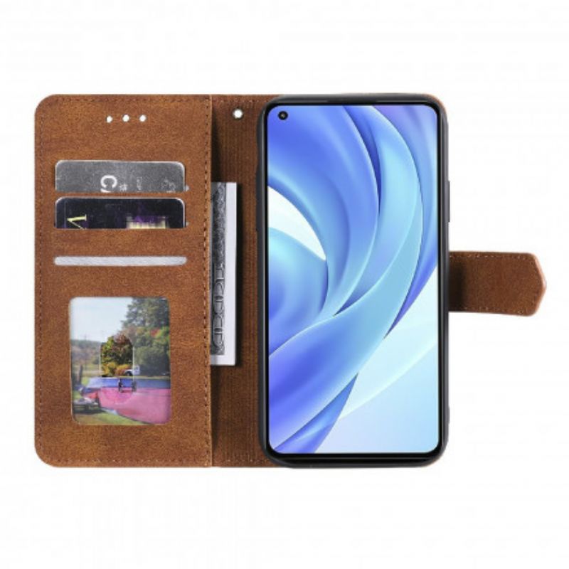 Flip Case Leren Xiaomi Mi 11 Lite 5g Ne / Mi 11 Lite 4g / 5g Kunstleer Tweekleurige Klinknagels