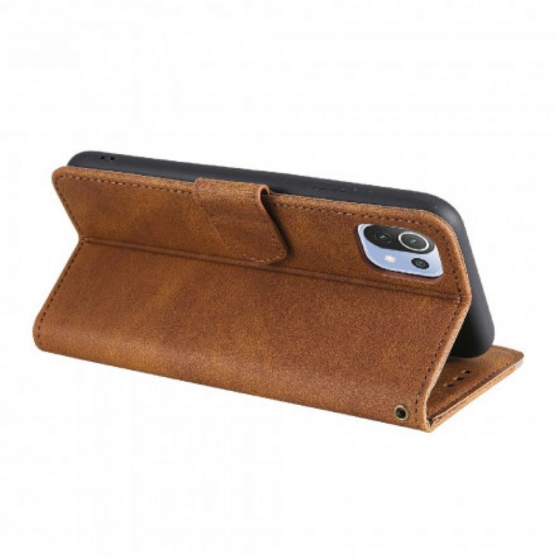 Flip Case Leren Xiaomi Mi 11 Lite 5g Ne / Mi 11 Lite 4g / 5g Kunstleer Tweekleurige Klinknagels