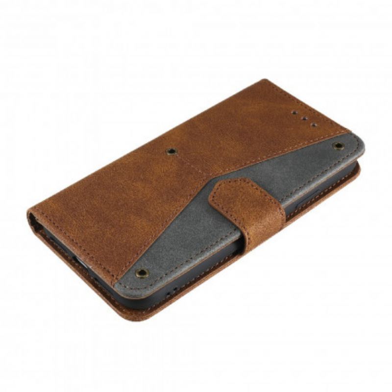 Flip Case Leren Xiaomi Mi 11 Lite 5g Ne / Mi 11 Lite 4g / 5g Kunstleer Tweekleurige Klinknagels