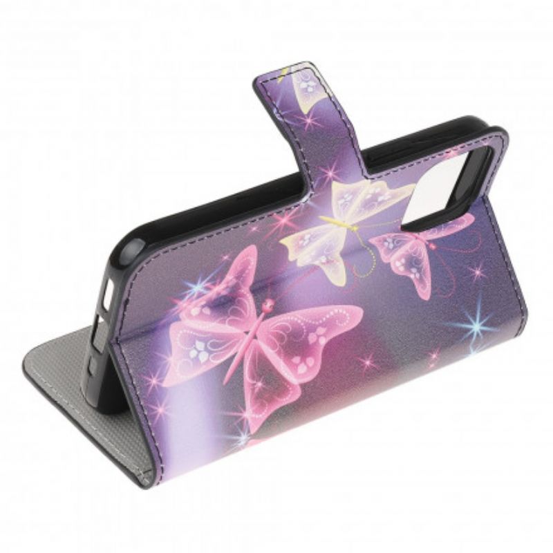 Flip Case Leren Xiaomi Mi 11 Lite 5g Ne / Mi 11 Lite 4g / 5g Vlinders En Bloemen