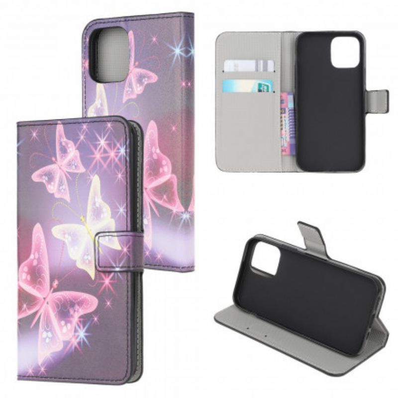 Flip Case Leren Xiaomi Mi 11 Lite 5g Ne / Mi 11 Lite 4g / 5g Vlinders En Bloemen