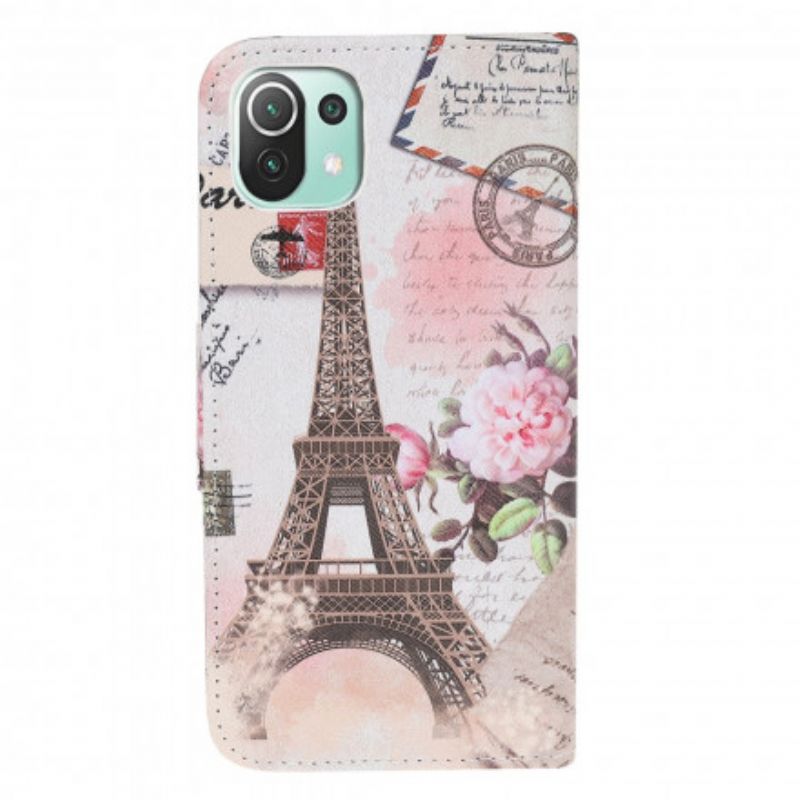 Folio-hoesje Xiaomi Mi 11 Lite 5g Ne / Mi 11 Lite 4g / 5g Retro Eiffeltoren