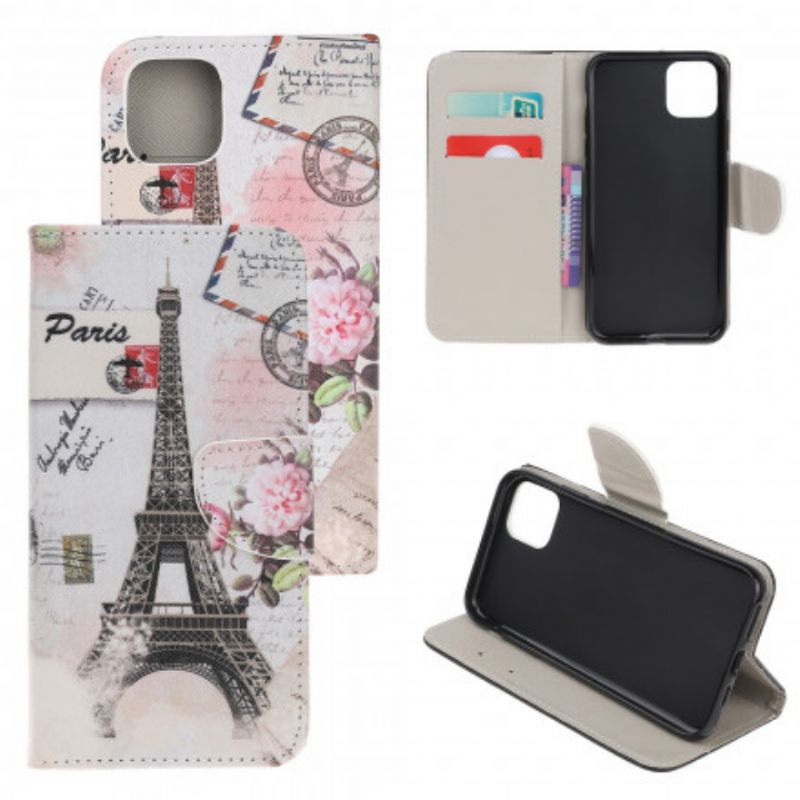 Folio-hoesje Xiaomi Mi 11 Lite 5g Ne / Mi 11 Lite 4g / 5g Retro Eiffeltoren