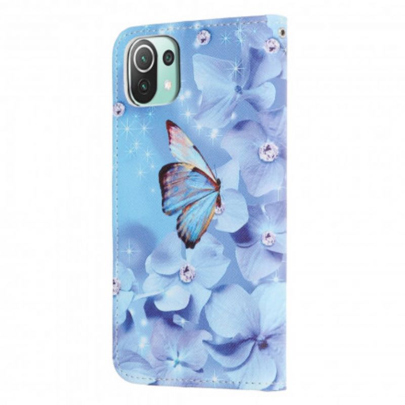 Folio-hoesje Xiaomi Mi 11 Lite 5g Ne / Mi 11 Lite 4g / 5g Telefoonhoesje Diamantvlinders