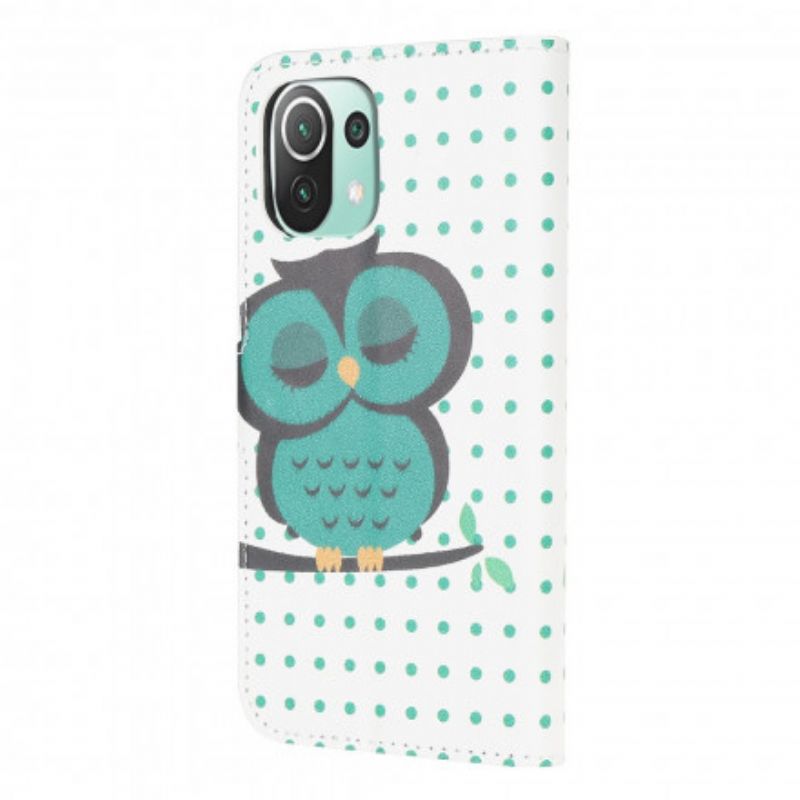 Folio-hoesje Xiaomi Mi 11 Lite 5g Ne / Mi 11 Lite 4g / 5g Telefoonhoesje Slapende Uil