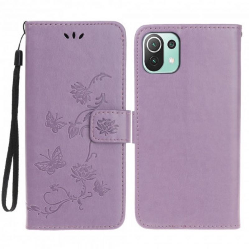 Folio-hoesje Xiaomi Mi 11 Lite 5g Ne / Mi 11 Lite 4g / 5g Telefoonhoesje Vlinders En Bloemen