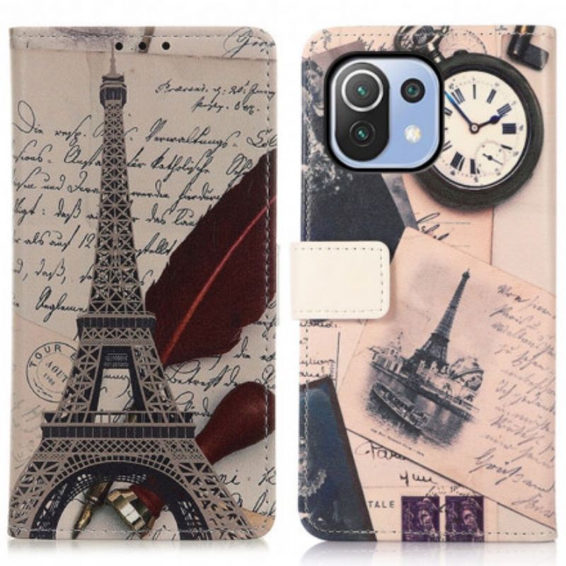Leren Hoesje Voor Xiaomi Mi 11 Lite 5g Ne / Mi 11 Lite 4g / 5g Eiffeltoren Van De Dichter