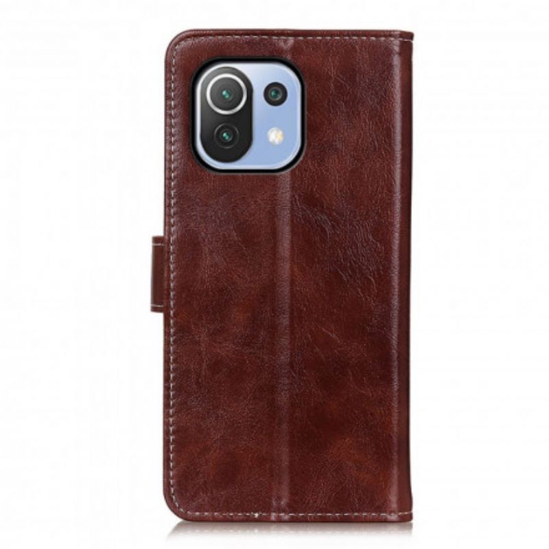 Leren Hoesje Xiaomi Mi 11 Lite 5g Ne / Mi 11 Lite 4g / 5g Glanzende En Zichtbare Naden Bescherming Hoesje