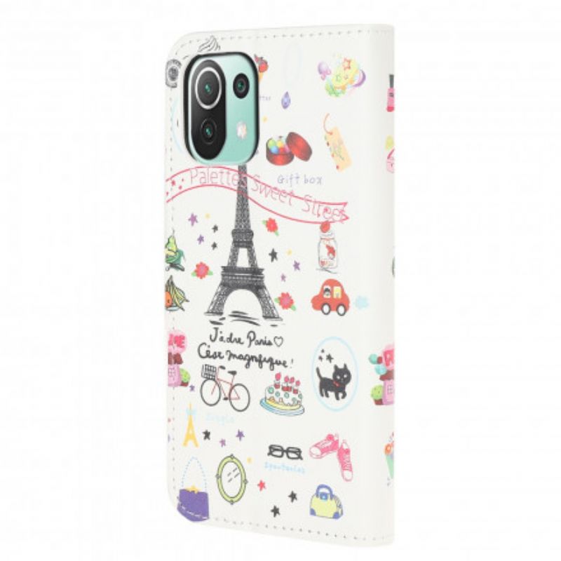 Leren Hoesje Xiaomi Mi 11 Lite 5g Ne / Mi 11 Lite 4g / 5g Ik Hou Van Parijs Bescherming Hoesje