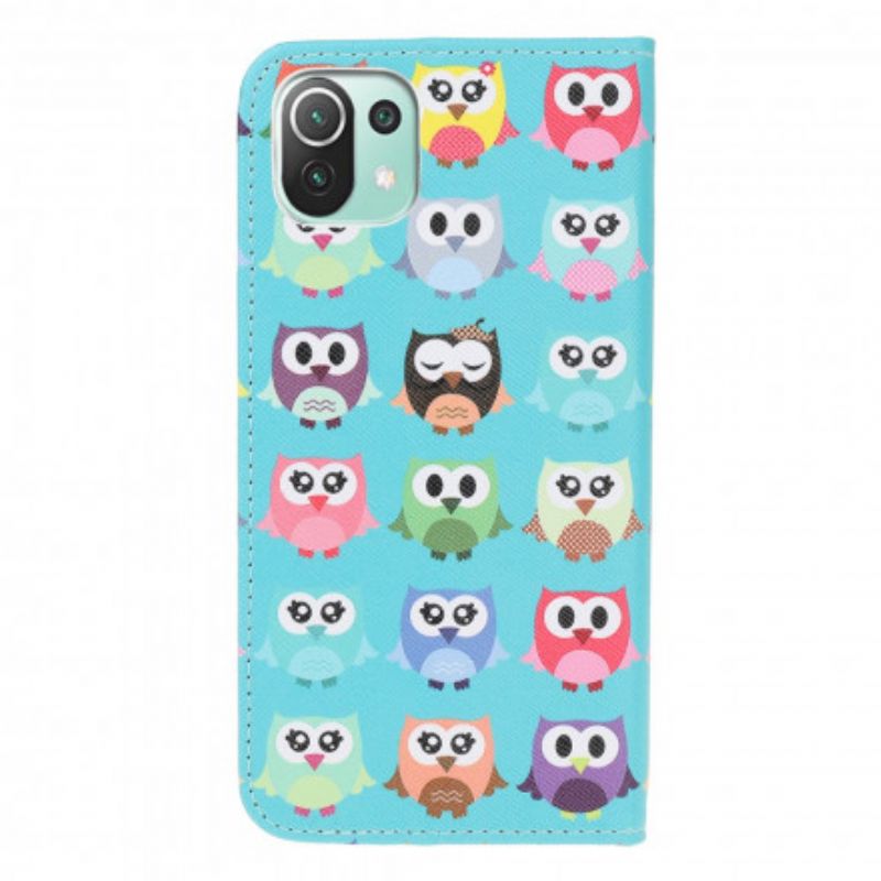 Leren Hoesje Xiaomi Mi 11 Lite 5g Ne / Mi 11 Lite 4g / 5g Meerdere Uilen Bescherming Hoesje